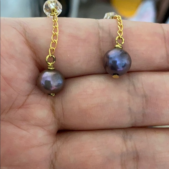 🖤purple pearl earrings💕& cloisonné ring - Picture 4 of 12